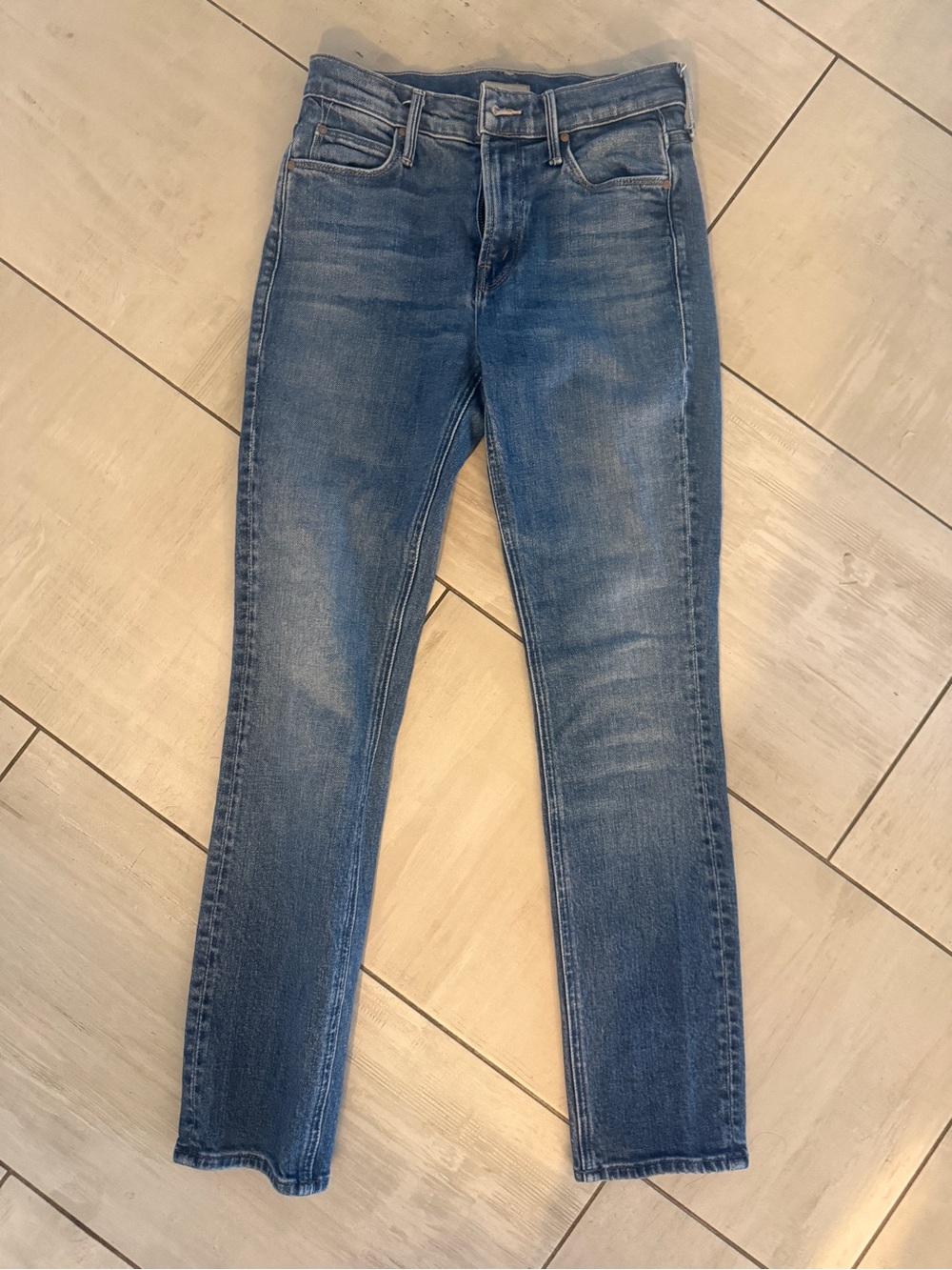 MOTHER denim mid rise dazzler ankle straight leg jean size 25